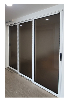 3연동 도어 중문(50바/램핑/브론즈샤틴강화/오픈형)