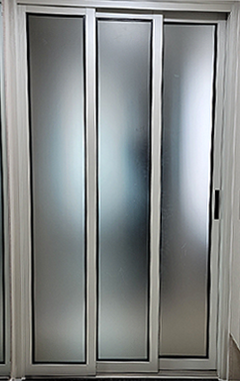 3연동 도어 중문(50바/램핑/투명샤틴강화/오픈형)
